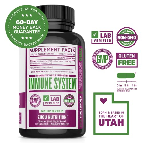 Foto 3 pulgar | Suplemento Zhou Resveratrol 60 Cápsulas Vegetarianas | Heart & Immune - Venta Internacional.