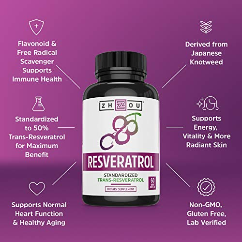 Foto 5 pulgar | Suplemento Zhou Resveratrol 60 Cápsulas Vegetarianas | Heart & Immune - Venta Internacional.