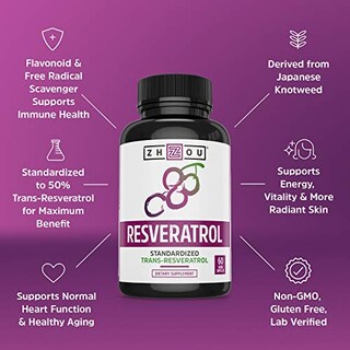 Foto 4 | Suplemento Zhou Resveratrol 60 Cápsulas Vegetarianas | Heart & Immune - Venta Internacional.