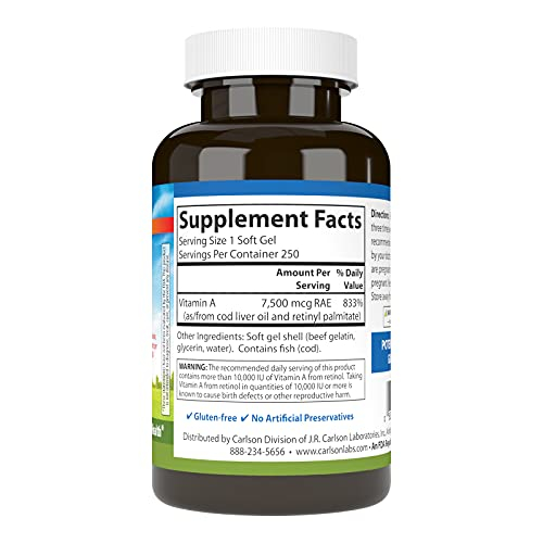 Foto 3 pulgar | Suplemento De Vitamina A Carlson, 25,000 Ui (7500 Mcg Rae), 250 Ml - Venta Internacional.