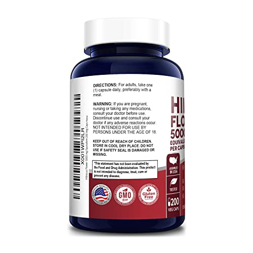 Foto 4 pulgar | Suplemento De Flor De Hibisco Nusapure 5000 Mg 200 Cápsulas - Venta Internacional.