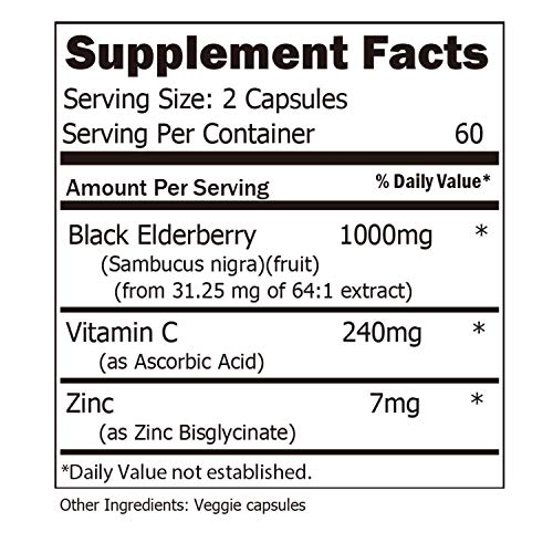 Foto 6 pulgar | Complemente Las Cápsulas De Saúco Eco-taste Con Zinc Y Vitamina C - Venta Internacional.