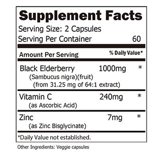Foto 5 | Complemente Las Cápsulas De Saúco Eco-taste Con Zinc Y Vitamina C - Venta Internacional.