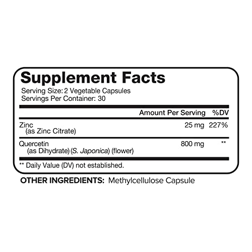 Foto 4 pulgar | Suplemento Nutrivein Quercetina 800 Mg Con Zinc 60 Cápsulas - Venta Internacional.
