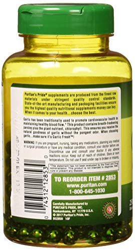 Foto 3 pulgar | Suplemento Puritan's Pride Con Ajo Y Perejil Inodoros De 500 Mg - Venta Internacional.