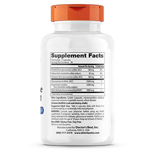 Foto 3 pulgar | Suplemento Doctor's Best, Glucosamina Y Condroitina Msm, 120 Cápsulas - Venta Internacional.