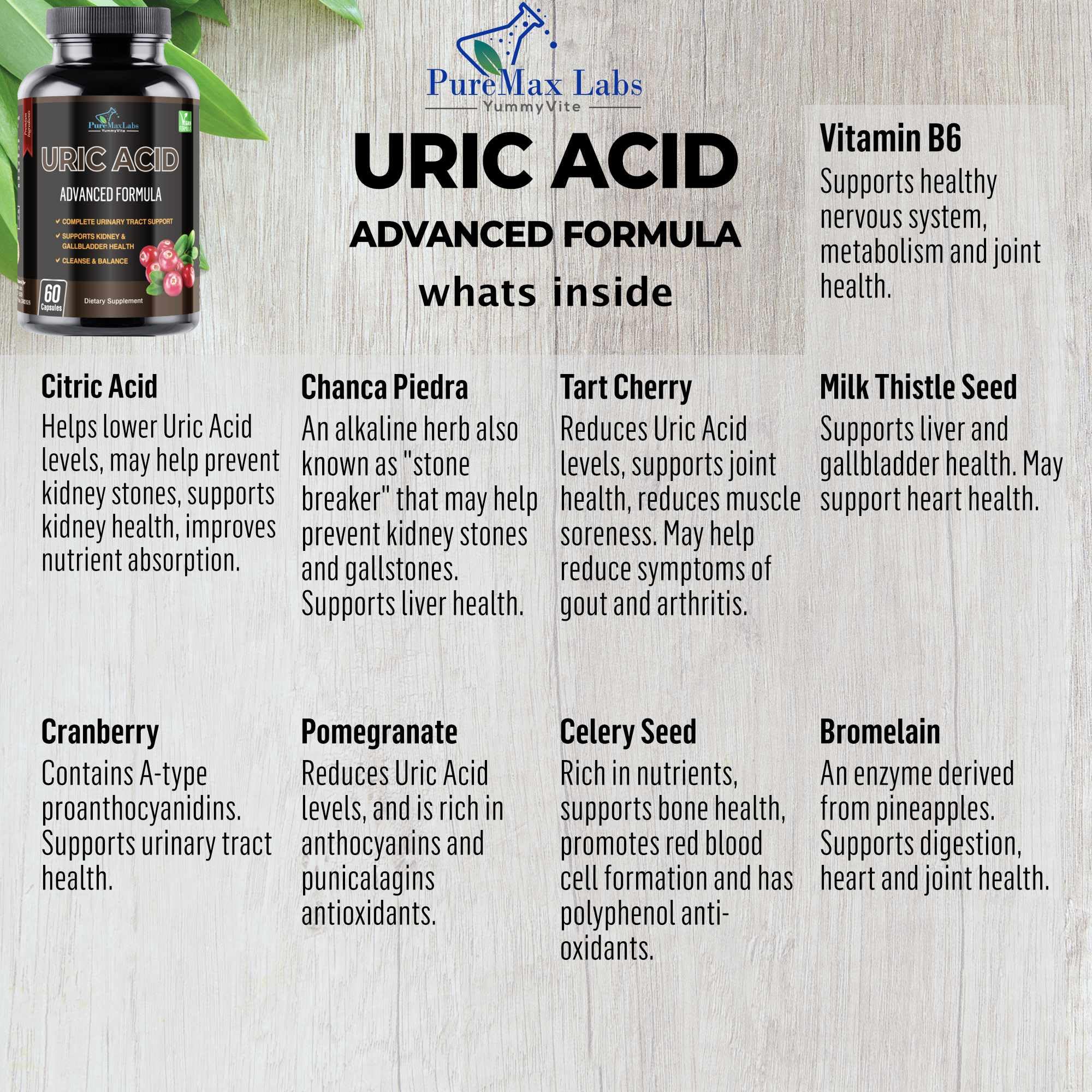 Foto 4 pulgar | Suplemento De La Fórmula Avanzada De Ácido Úrico De Puremax Labs - Venta Internacional.