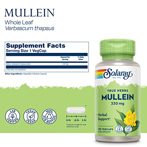 Foto 4 pulgar | Suplemento Solaray True Herbs Mullein 100 Cápsulas - Venta Internacional