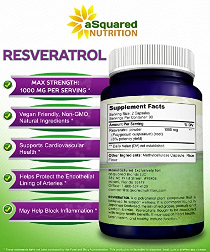 Foto 8 pulgar | Suplemento De Resveratrol De Squared Nutrition, 1000 Mg, 180 Cápsulas - Venta Internacional.