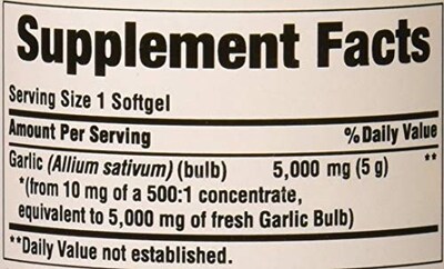 Foto 5 | Suplemento De Aceite De Ajo Puritan's Pride, Cápsula Blanda De 5000 Mg - Venta Internacional.