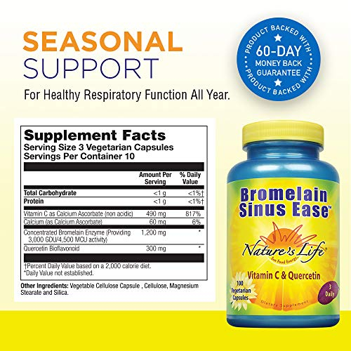 Foto 3 pulgar | Suplemento Nature's Life Bromelain Sinus Ease 100 Cápsulas - Venta Internacional