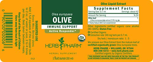 Foto 3 pulgar | Extracto Líquido De Hoja De Olivo Herb Pharm, 30 Ml, Certificado Orgánico - Venta Internacional.