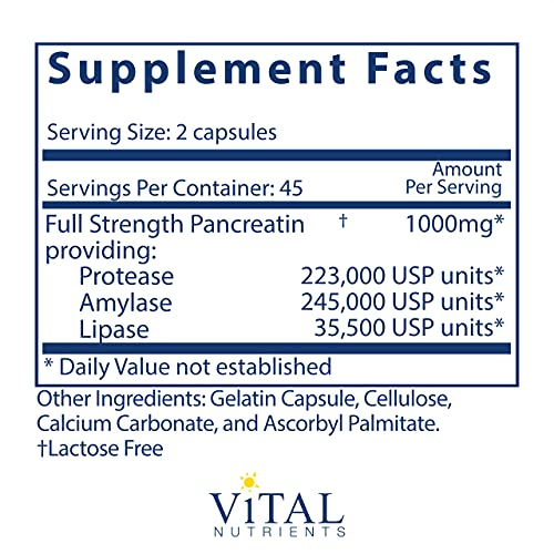 Foto 3 pulgar | Suplemento de Enzimas Pancreáticas Vital Nutrients 90 Cápsulas - Venta Internacional