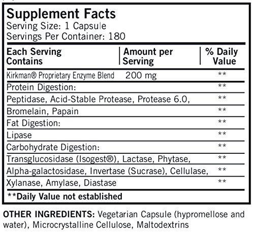 Foto 3 pulgar | Suplemento Kirkman Enzyme Complete 180 Cápsulas-Venta Internacional
