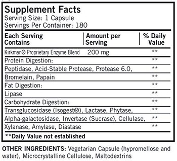 Foto 2 | Suplemento Kirkman Enzyme Complete 180 Cápsulas-Venta Internacional