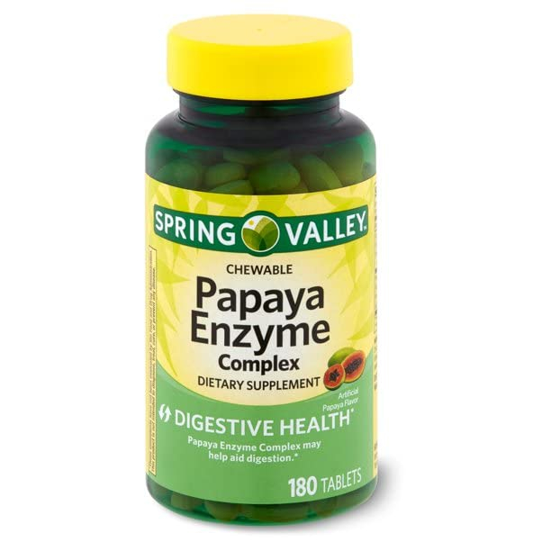 Foto 1 | Suplemento del Complejo Enzimático de Papaya Spring Valley 180 Tabletas - Venta Internacional