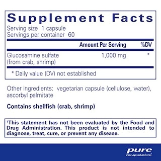 Foto 2 | Supplement Pure Encapsulations Sulfato De Glucosamina 1000 Mg 6 - Venta Internacional.