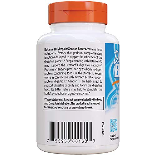 Foto 4 pulgar | Suplemento Doctor's Best Betaine Hci Pepsin And Gentian Bitter 120 Cápsulas-Venta Internacional