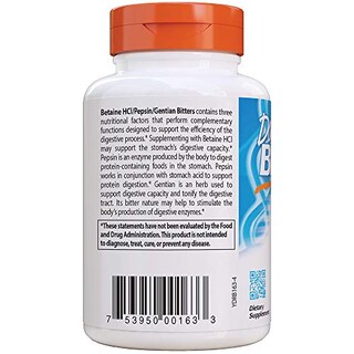 Foto 3 | Suplemento Doctor's Best Betaine Hci Pepsin And Gentian Bitter 120 Cápsulas-Venta Internacional