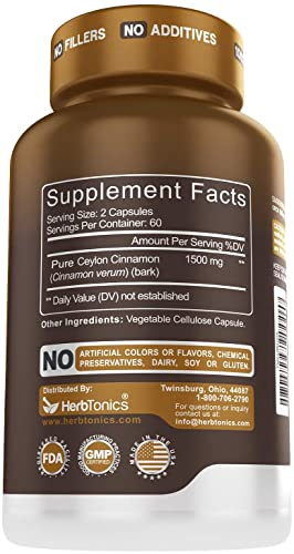 Foto 3 pulgar | Suplemento Herbtonics de Canela de Ceilán 1500 mg 120 Cápsulas - Venta Internacional