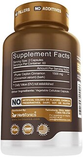 Foto 2 | Suplemento Herbtonics de Canela de Ceilán 1500 mg 120 Cápsulas - Venta Internacional
