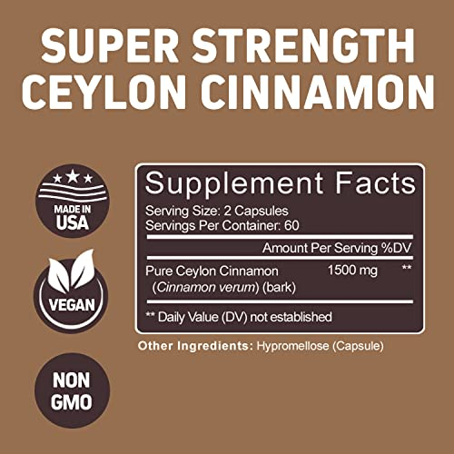 Foto 7 | Suplemento Herbtonics de Canela de Ceilán 1500 mg 120 Cápsulas - Venta Internacional
