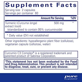 Foto 2 | Suplemento Pure Encapsulations Curcumin C3 Complex 120 Cápsulas - Venta Internacional