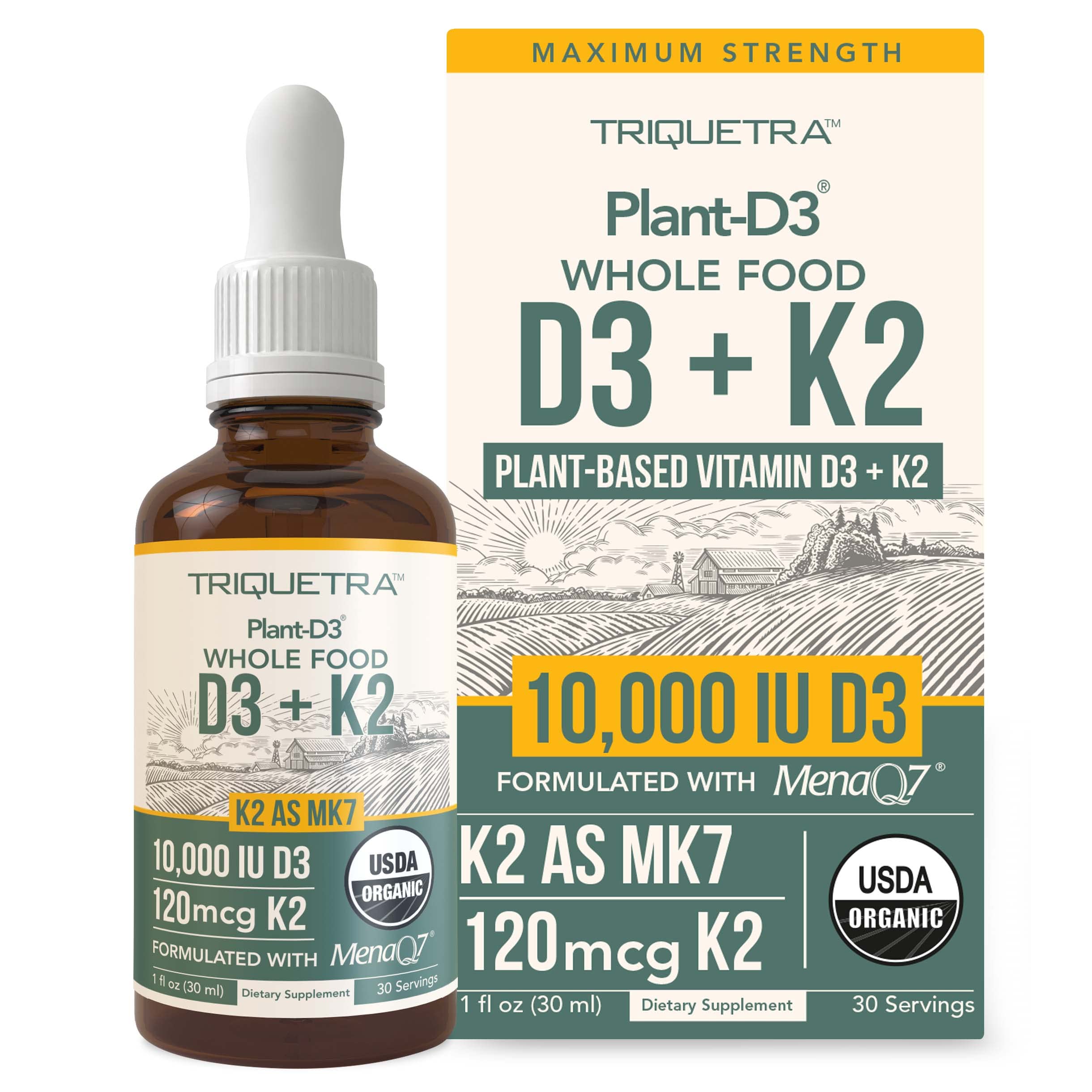 Foto 2 pulgar | Suplemento Triquetra Health Organic Plant D3 + K2 10.000 Ui - Venta Internacional.
