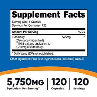 Foto 2 | Suplemento Nutricost En Cápsulas De Saúco 575 Mg (120 Cápsulas) - Venta Internacional.