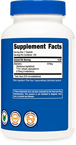 Foto 5 pulgar | Suplemento Nutricost En Cápsulas De Saúco 575 Mg (120 Cápsulas) - Venta Internacional.