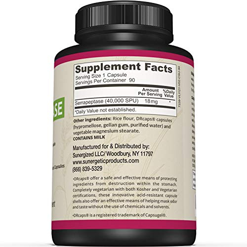 Foto 3 pulgar | Suplemento Sunergetic Premium Serrapeptase Enzyme 90 Cápsulas - Venta Internacional