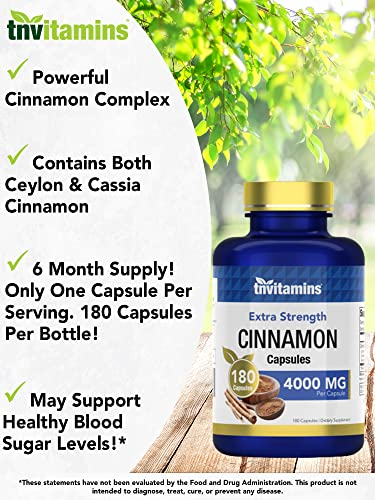 Foto 3 pulgar | Suplemento Tnvitamins Canela En Cápsulas 4000 Mg - 180 Unidades - Venta Internacional
