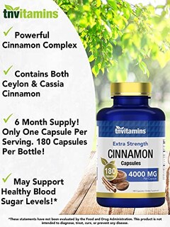 Foto 2 | Suplemento Tnvitamins Canela En Cápsulas 4000 Mg - 180 Unidades - Venta Internacional
