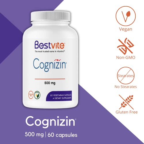 Foto 4 pulgar | Suplemento Bestvite Cognizin Citicolina 500 Mg 60 Cápsulas Veganas - Venta Internacional