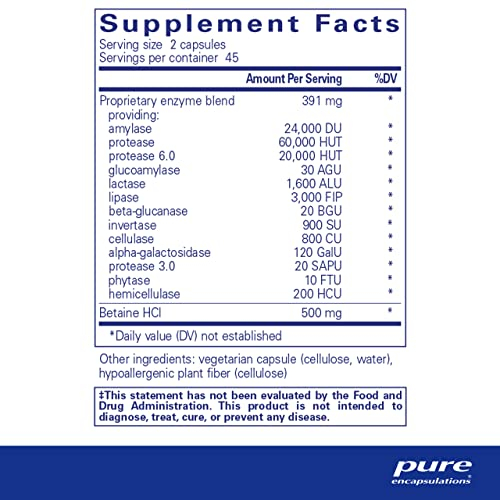 Foto 3 pulgar | Suplemento Pure Encapsulations Digestive Enzymes Ultra 90 Cápsulas - Venta Internacional