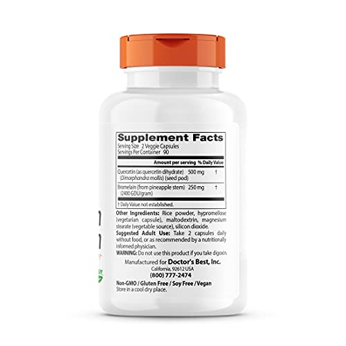 Foto 3 pulgar | Suplemento Doctor's Best Quercetina Bromelina 180 Vc - Venta Internacional.