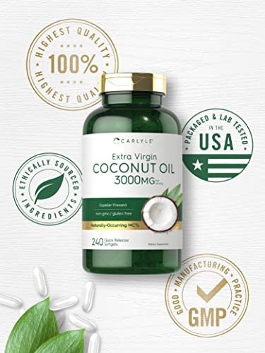 Foto 6 pulgar | Suplemento De Cápsulas Blandas De Aceite De Coco 3000 Mg 240 Unidades - Venta Internacional