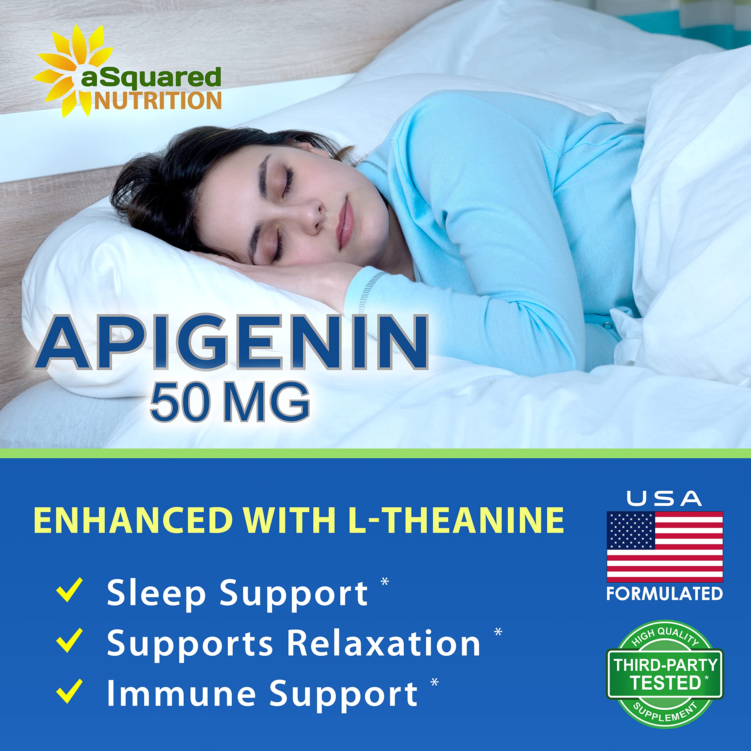 Foto 4 pulgar | Suplemento de 50 mg de Apigenina y 200 mg de L-teanina aSquared Nutrition - Venta Internacional