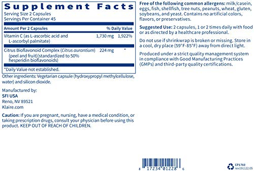 Foto 6 pulgar | Complemente Klaire Labs C Plus Con Bioflavonoides 90 Cápsulas - Venta Internacional.