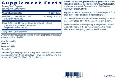 Foto 5 | Complemente Klaire Labs C Plus Con Bioflavonoides 90 Cápsulas - Venta Internacional.
