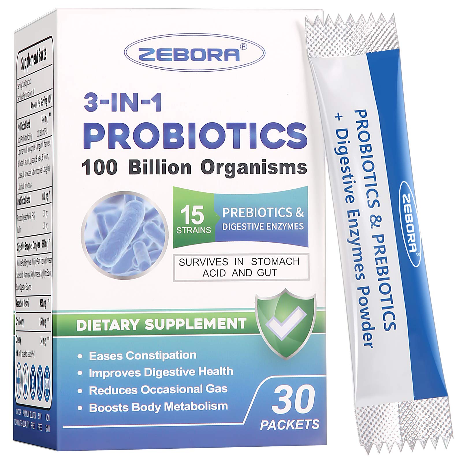 Foto 1 | Probióticos Zebora 100 Mil Millones de Cfu En Polvo para Mujeres y Hombres - Venta Internacional