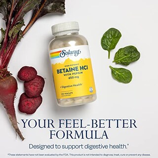 Foto 3 | Suplemento Solaray Betaína Hcl Con Pepsina 650 Mg 250 Cápsulas Vegetales - Venta Internacional.