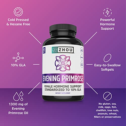 Foto 5 pulgar | Suplemento De Aceite De Onagra Zhou Nutrition 1300 Mg - Venta Internacional.
