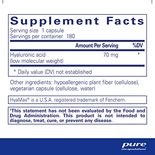 Foto 3 pulgar | Suplemento de Ácido Hialurónico Pure Encapsulations 180 Cápsulas - Venta Internacional