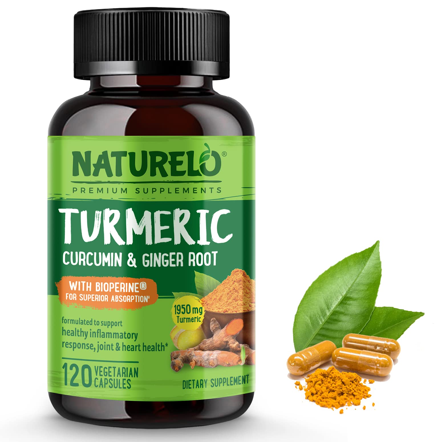 Foto 2 pulgar | Suplemento Naturelo, Cúrcuma Y Curcumina, 120 Cápsulas Veganas - Venta Internacional.