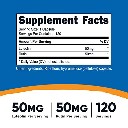 Foto 3 pulgar | Suplemento De Luteolina Nutricost Con Complejo De Rutina 100 Mg 120 C - Venta Internacional.