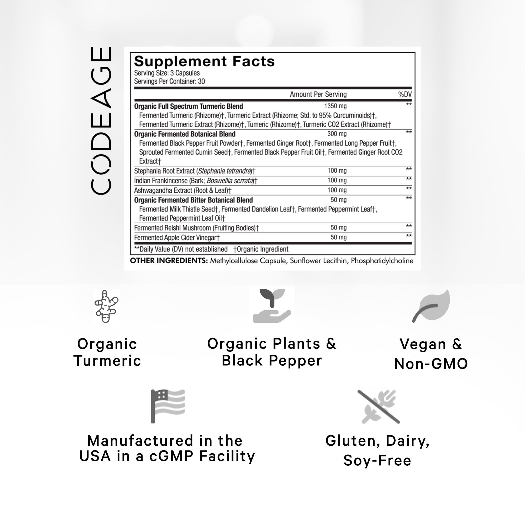 Foto 2 | Suplemento De Extracto De Cúrcuma Orgánica Al 95% De Curcumina De Codeage - Venta Internacional.