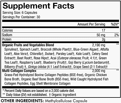 Foto 5 pulgar | Suplemento Codeage con Proteína Multicolágeno y Verduras Crudas 180 Unidades - Venta Internacional