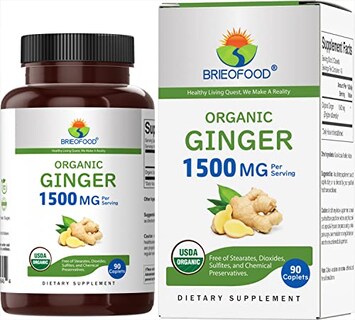 Foto 1 | Suplemento Brieofood Organic Ginger 1500 Mg 90 Comprimidos - Venta Internacional