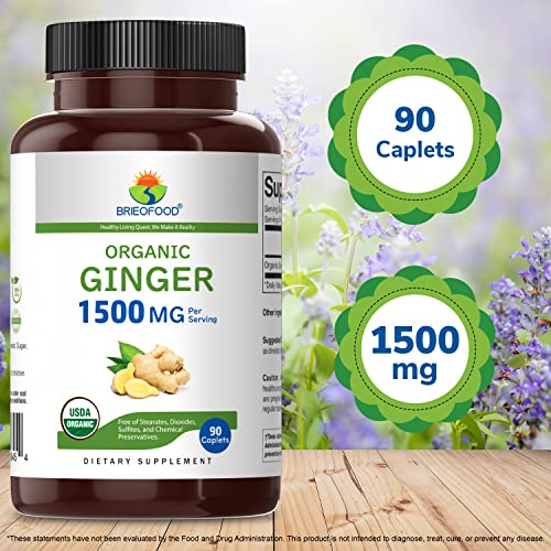 Foto 4 pulgar | Suplemento Brieofood Organic Ginger 1500 Mg 90 Comprimidos - Venta Internacional